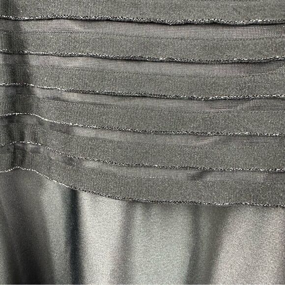 JS Collections Black Satin Gown W/Square Neckline and Subtle Sparkle Top Sz 14 - Picture 8 of 14